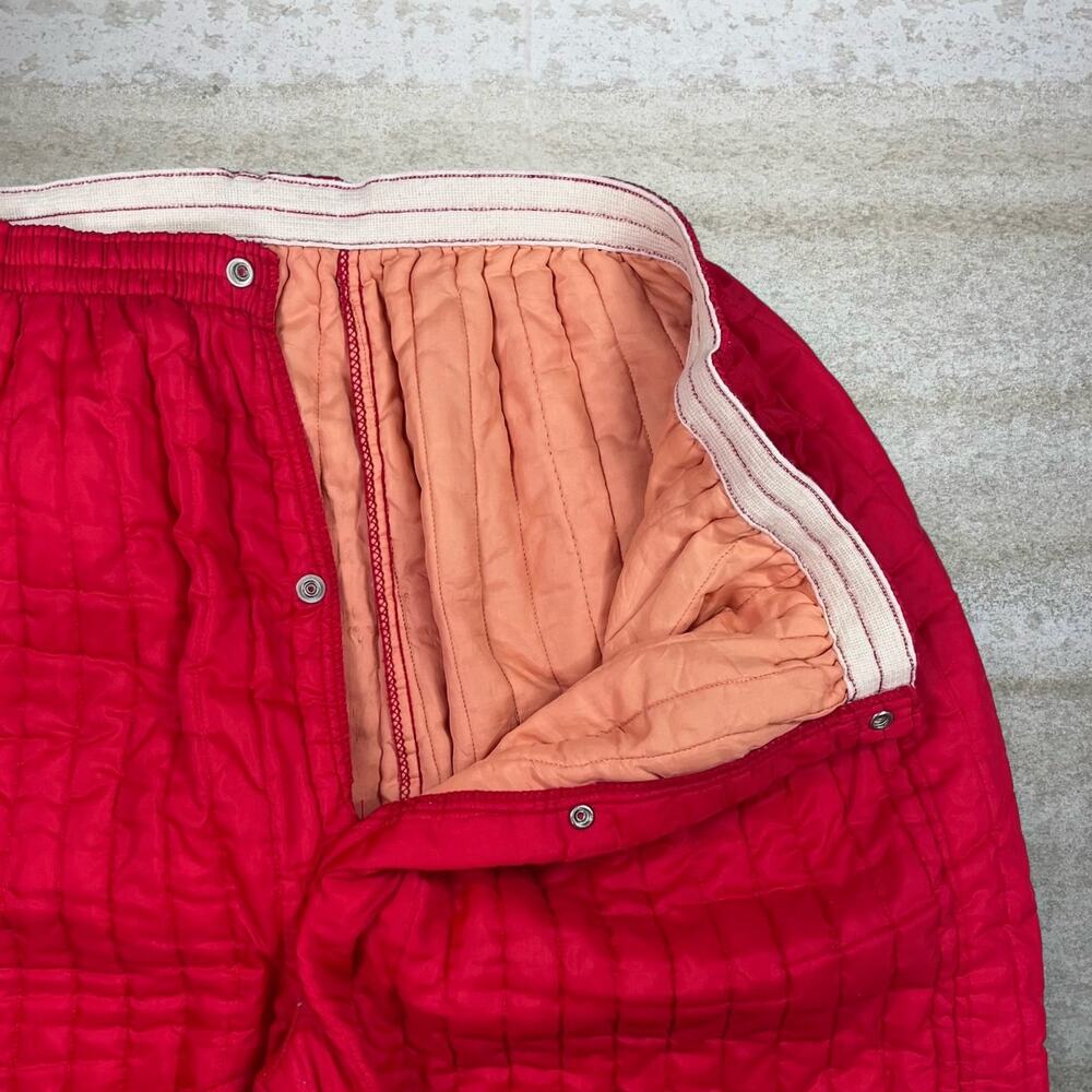 True Vintage 60s Snow Pants 34x30 Baggy Taper Fit Crimson Red Insulated - Picture 4 of 6